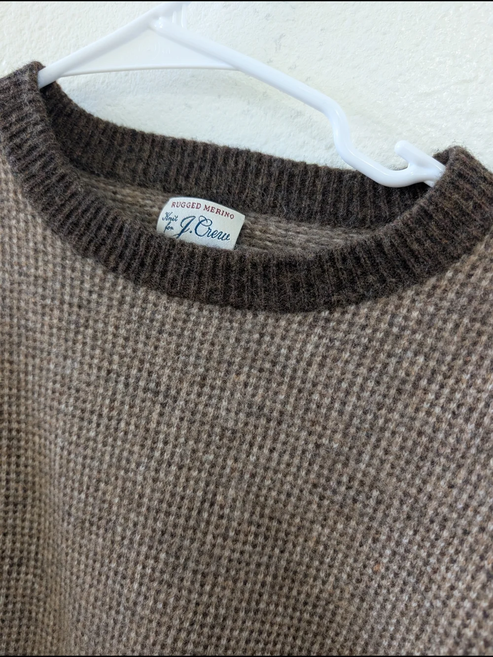 J. Crew Merino Wool Birds Eye Tipped Sweater Two-Tone Brown Crewneck Large BA218